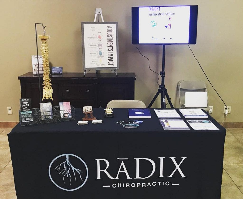 Radix Chiropractic display table at Springs Mental Health Summit 2017