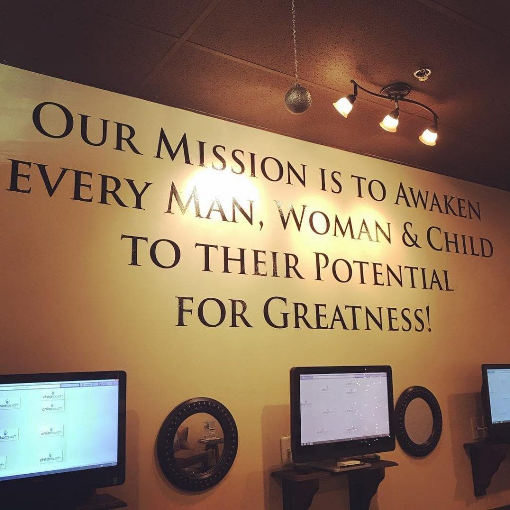 wall with mission statement on it