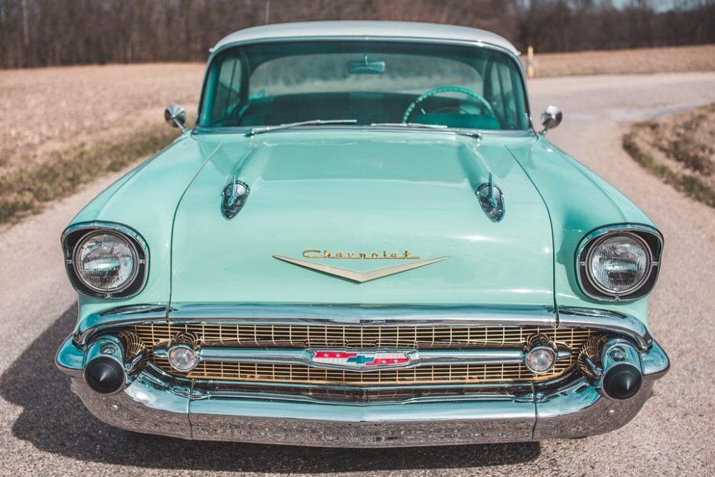 Old teal-colored Chevrolet car